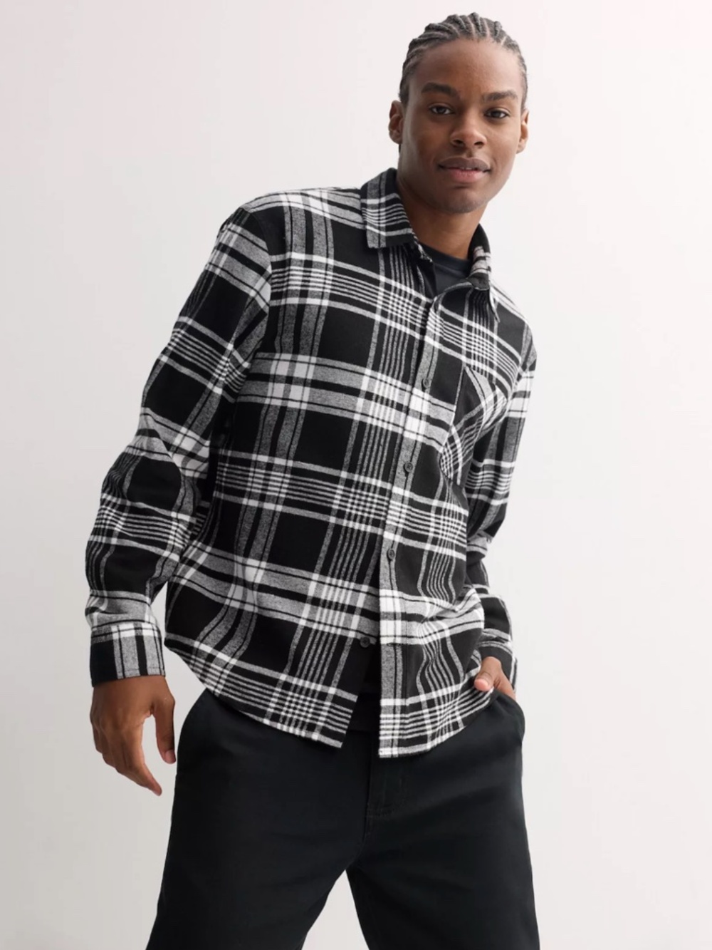 NWT Retrofit Men's Flannel Shirt Small Black & White